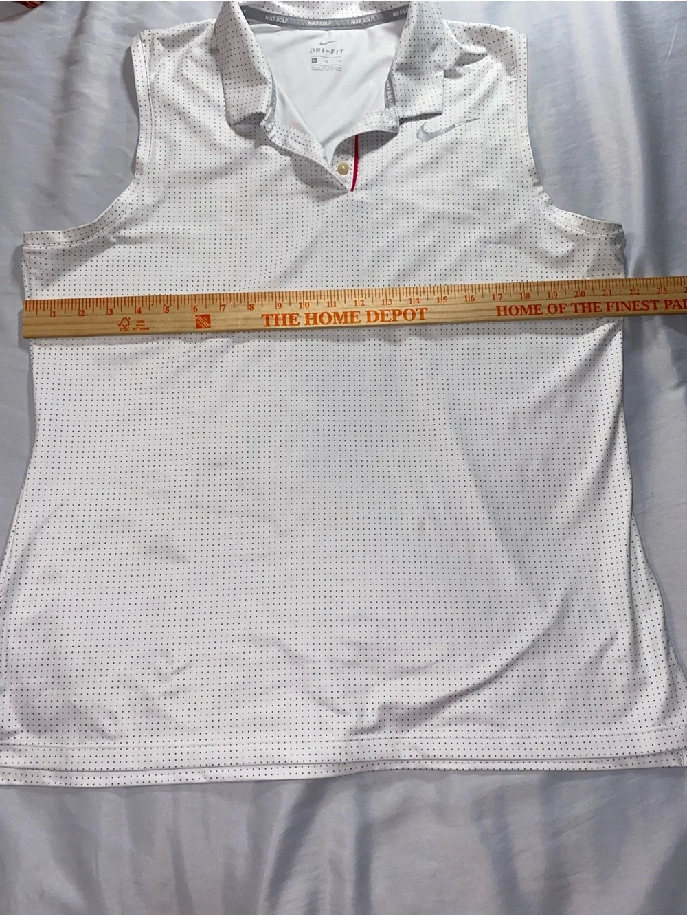 Nike Golf Womens Size XL White with Polka Dots Collared Tank Summer Dri-Fit